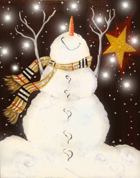 Painting, Pinot's Palette, Paint and Sip, Girls Night Out, Illuminated Paintings, Light-up Snowman